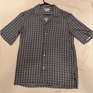 Zara Men’s White and Black Polyester Dress Shirt in Size Small